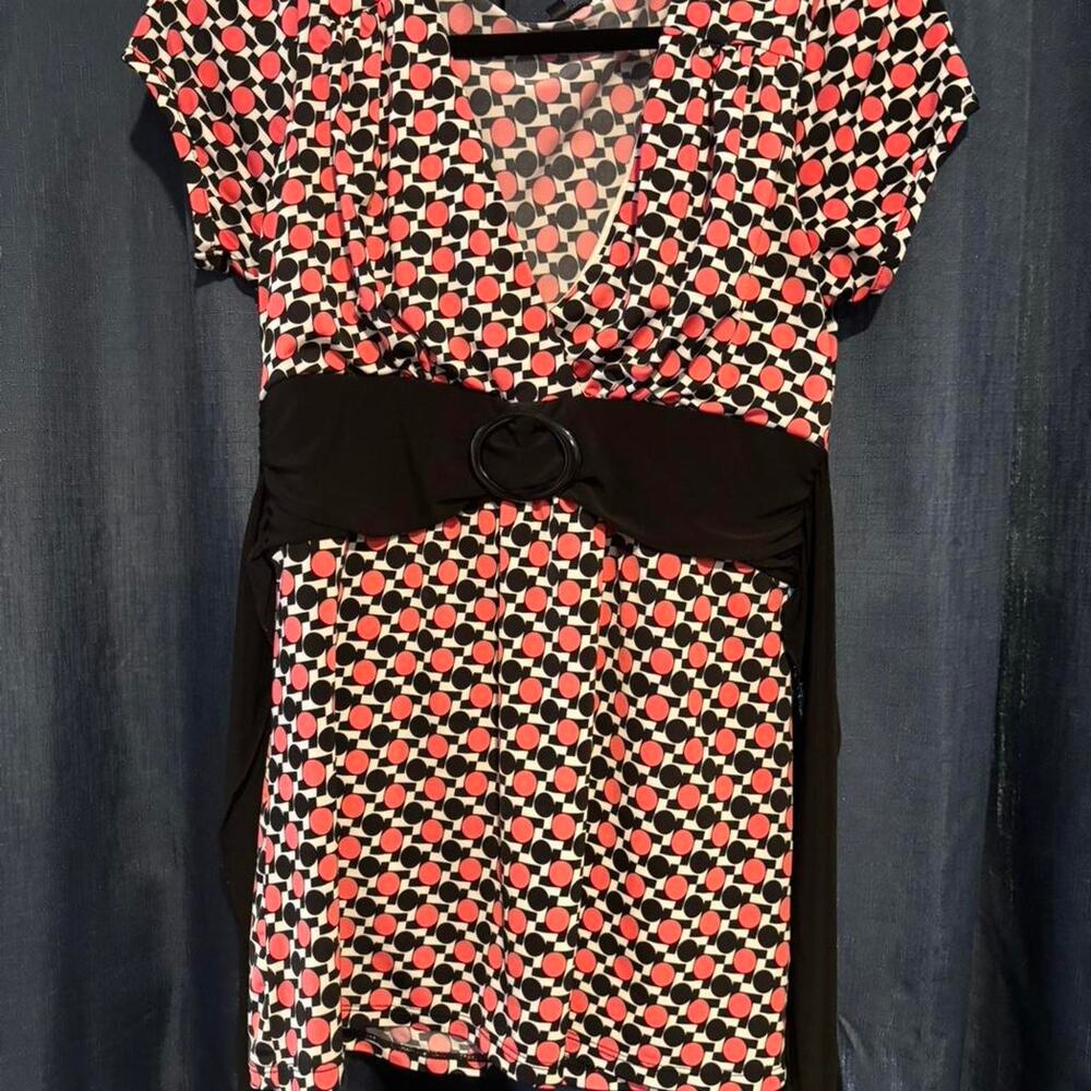 Maurices pink polka dot top